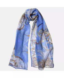 Алессандра - Длинный прозрачный шелковый шарф для женщин Elizabetta, синий