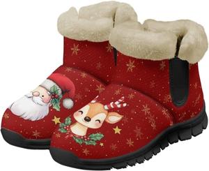 Зимние женские ботинки Jeiento для Рождества, комфортные снегоступы с противоскользящей подошвой и утолщением, Christmas Santa Reindeer