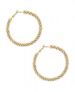 Серьги-кольца в виде веревки с хрустальными вставками, покрытые золотом ETTIKA, Gold