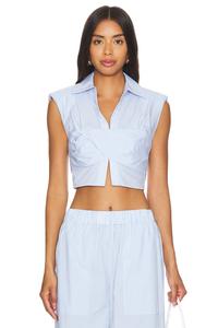 Укороченный топ emie с рукавами-коробками Simkhai, синий