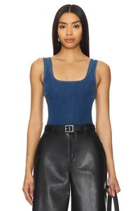 Боди из денима с квадратным вырезом Commando, индиго