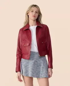 Женская кожаная куртка-бомбер Furniq UK, красный