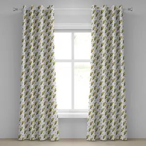 Абстрактная штора на люверсах ABAKUHAUS, винтажный фон из 80-х, громоотводы на фоне страниц блокнота, ретро, декоративные двухпанельные шторы, 280 см x 260 см, желтый, черный, белый