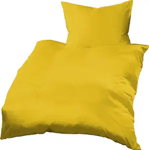 Постельное белье 140x200 + 70x90 см, хлопковое вафельное пике, однотонное, желтое Gerald Wittmann