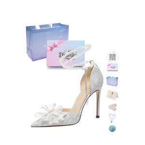 Туфли-лодочки Dawei's House на тонком каблуке серебристого цвета, цвет Silver[Gift Box Set](Gift Included)