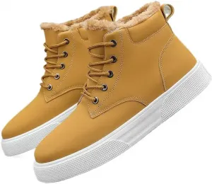 Зимние мужские ботинки с теплым мехом, повседневные кроссовки, удобные модные ботинки на шнуровке, утепленные, нескользящие, для ежедневной ходьбы в холодную погоду Qacksv, хаки