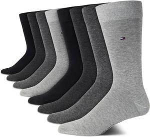 Мужские носки Tommy Hilfiger - 8 пар стильных мужских носков, дышащие, влагоотводящие и эластичные, размеры 7-12, Grey Assorted