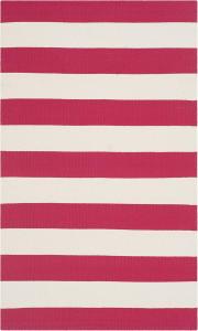 Ковер SAFAVIEH, 69 x 153 см, Montauk Collection, Red & Ivory, ручная работа, плоское плетение из хлопка, тканая текстура, фермерский полосатый узор, идеально для прихожей, входной двери, ванной комнаты (MTK712B)