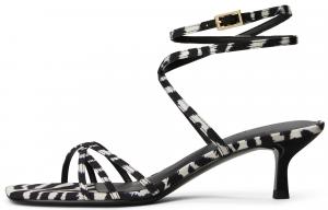 CHARLES&KEITH Маленькие Ck One Strap Sandals 5cm женские Animal Print Natural Black/White