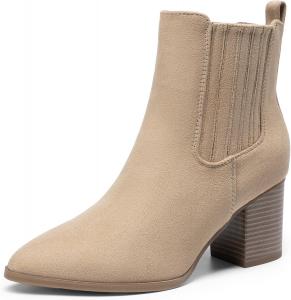 Женские ботильоны DREAM PAIRS, заостренный носок, массивный каблук, ботильоны, осень, короткие ботинки, Hautfarben