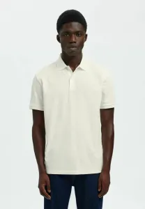 Slhfave button ss polo noos polo shirt Selected, Cloud Dancer