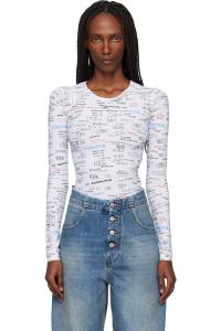 Mm6 Maison Margiela Бело-Черный боди с вырезом-лодочкой