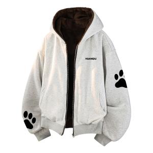 Толстовка унисекс с капюшоном утепленная реверсивная HUANQIU, светло-серый