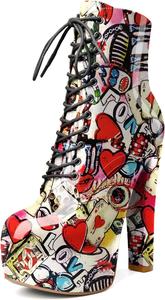 Женские ботильоны Esvowido с платформой, массивным каблуком, высоким каблуком, круглым носком, сексуальные шнуровки, короткие ботинки с боковой молнией, Multi Color