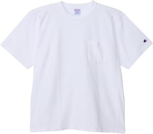 Мужская футболка Champion C3-Z319Z REVERS WEAVE с коротким рукавом и круглым вырезом, 100% хлопок, плотность ткани 9,4 унции, технология Reverse Weave (R), короткий рукав, карман, белая