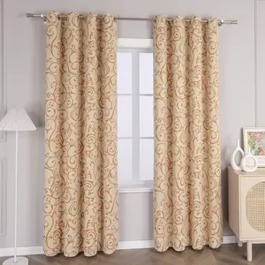Плотные шторы с люверсами, плотные (1 шт.), люверсы, узор "выжженный", песочный, В x Ш 175 x 135 см Joyswahl