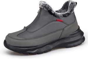 Зимние мужские флисовые снежные ботинки для пожилых, теплые наружные нескользящие плюшевые туфли для мужчин Generic, серый