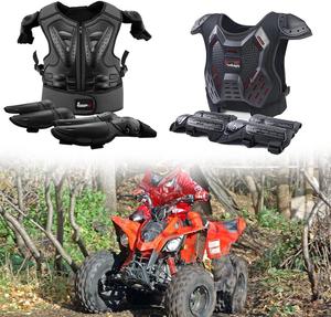 Комплект детской экипировки для мотокросса StarknightMT из 2 предметов: защитные наплечники, защита груди, спины и позвоночника с быстросъемными ремнями (черный + черный).