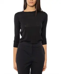 Синий ребристый свитер с отделкой стразами. Max Mara, синий