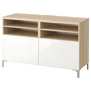 Тумба под ТВ, под беленый дуб/глянцевый/белый, 120x40x74 см, SELSVIKEN BESTÅ IKEA