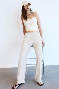 Брюки-Джоггеры из смеси льна в деревенском стиле Pull And Bear, бежевый