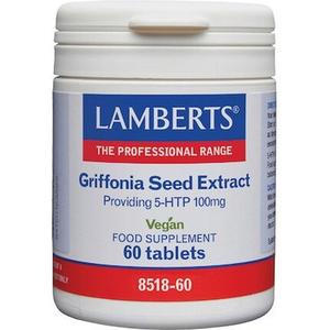 Экстракт семян гриффонии 100 мг - пищевая добавка с 5-гидрокситриптофаном для психологической поддержки, 60 капсул Lamberts