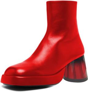 Женские ботильоны YDN с квадратным носком на платформе, низкий широкий каблук, повседневная и нарядная обувь, размеры 4-15 US, Red