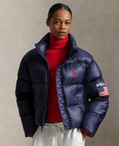Женская пуховая куртка средней плотности с изображением флага Polo Ralph Lauren, Refined Navy
