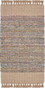 Ковер SAFAVIEH, 92 x 153 см, Montauk Collection, Beige & Multi, ручная работа с бахромой, хлопок, идеально для помещений с высокой проходимостью: прихожая, гостиная, спальня (MTK972E)