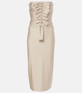 Платье миди из джерси Gala с завязками спереди Coperni, бежевый