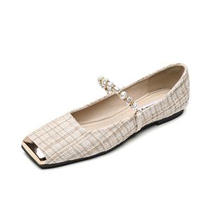 QITUMAUL Женские повседневные туфли-лодочки абрикосовые [высота каблука 1 см], цвет Apricot[Heel Height 1cm]