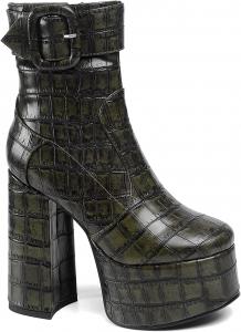 Женские ботильоны LEHOOR на платформе, высокий каблук, молния, с анималистичным принтом, челси, круглый носок, ремешок с пряжкой, замшевая матовая кожа, ботинки в стиле милитари, элегантные, для офиса, свадьбы и вечеринок, размер 4-13 US, Matte Dark Green