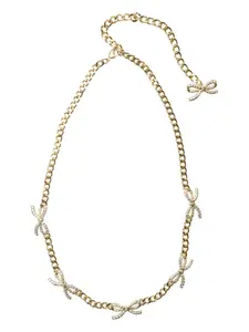 Ожерелье с кристальными бантами Self-Portrait, коричневый