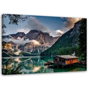 Фреска Feeby Hütte am Gebirgssee Dolomiten, 60x40x2 см, красочный