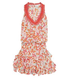 Платье Beline с цветочным принтом Poupette St Barth Kids, Orange Daffodil