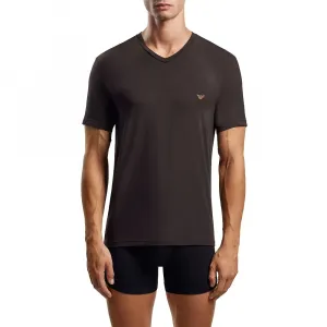 Футболка Emporio Armani Soft Modal short sleeve v neck, коричневый