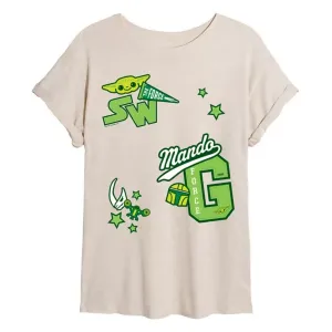 Футболка большого размера с изображением Мандалорца из колледжа для юниоров Star Wars, бежевый