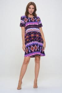 Платье длиной до колена с короткими рукавами Truedames, фиолетовый