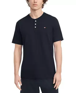 Мужская однотонная футболка с коротким рукавом Henley Tommy Hilfiger, синий
