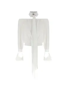 Блузка с открытыми плечами Elisabetta Franchi, белый