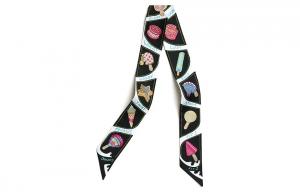 HERMES Шёлковый шарф Mulberry чёрный, Black