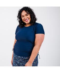 Купальный топ и плавки/бюстгальтер Adele больших размеров с короткими рукавами Calypsa, Navy