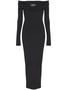 Платье макси в рубчик Balmain, черный