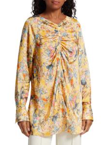 Блузка с принтом и сборками Rosetta Getty, цвет Lemon Multi