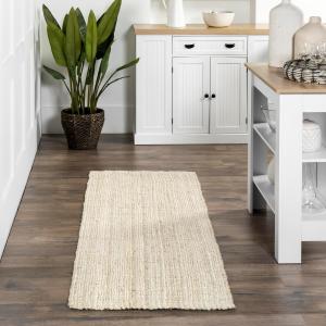 Ковер-дорожка nuLOOM, 77 x 244 см, Ashli Solid Farmhouse Jute, Off-white