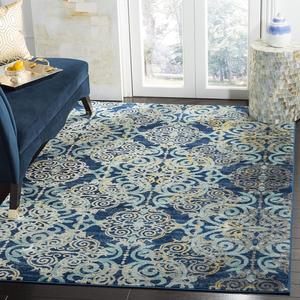 Ковер SAFAVIEH, 244 x 305 см, Evoke Collection Royal / Light Blue EVK230A Medallion Damask Non-Shedding для гостиной, спальни, столовой, домашнего офиса