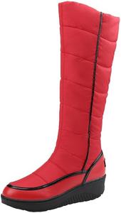 Зимние стильные женские сапоги до колена с вставкой для легкого надевания, утепленные, удобные HCHCTRY, Red