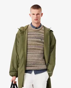 Мужская длинная водоотталкивающая парка складная зеленая Lacoste