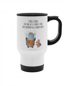 Mr. & Mrs. Panda Термокружка «Пингвин и Мышонок-Странник» с надписью белого цвета