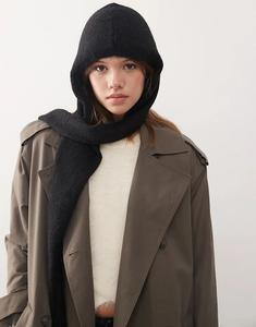 Шарф с капюшоном Weekday черного цвета